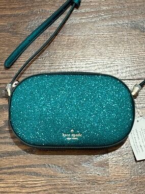 Kate Spade Teal Glitter Oval Crossbody Bag